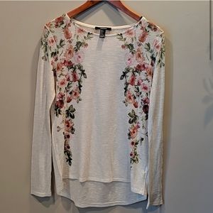 Forever 21 Off White Floral Top (Small)